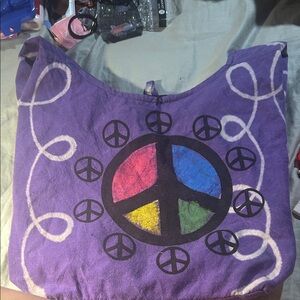 Purple Peace Sign Tote Bag
